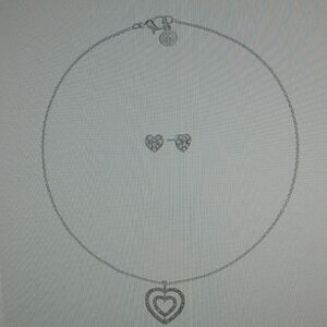 Mixit Hypoallergenic Silver Tone Pendant Necklace & Stud Earrings